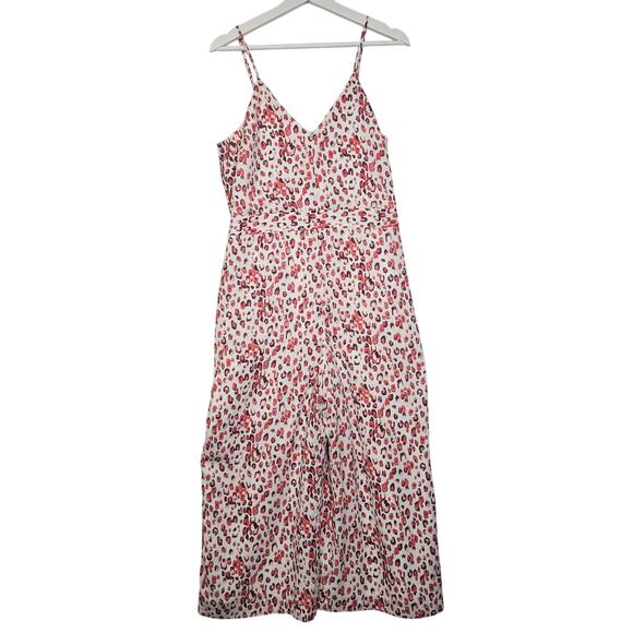 Banana Republic White and Red Animal Print Leopard Wide Leg Crop Jumpsuit - Picture 1 of 10